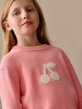 pull brodé de cerises