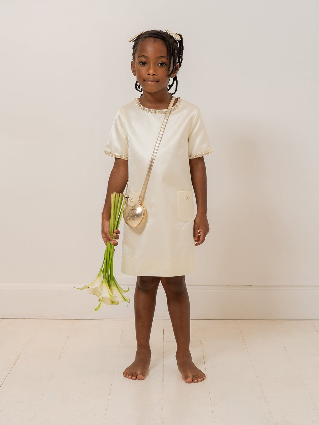 robe en coton biologique et viscose avec broderies main de strass et perles