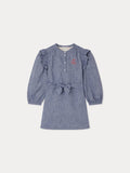 robe en chambray brodée de cerises sur la poitrine