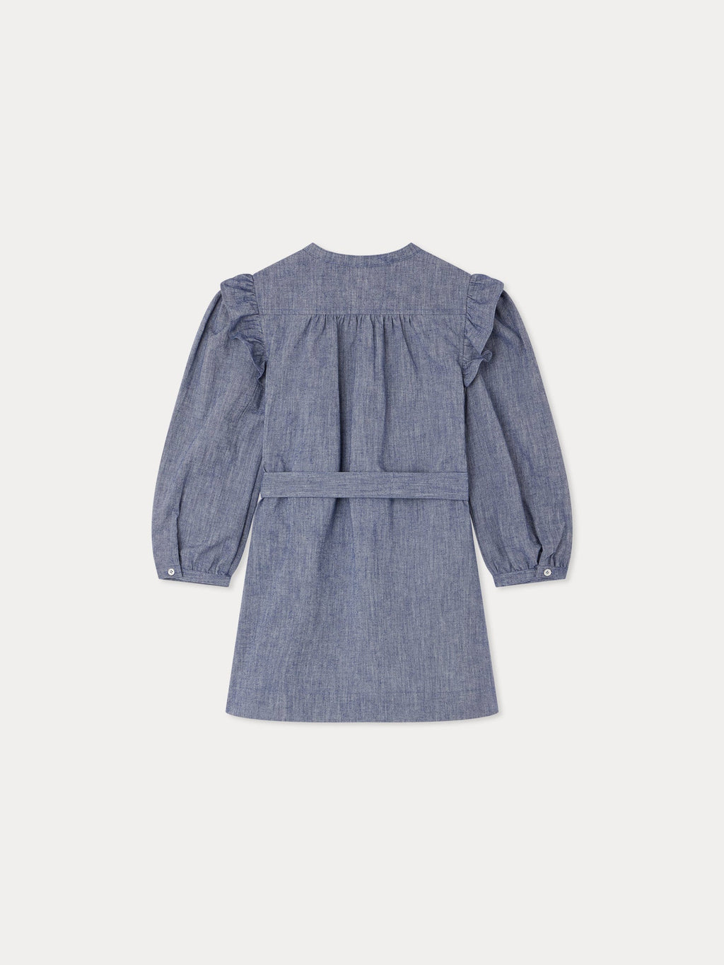 robe en chambray brodée de cerises sur la poitrine