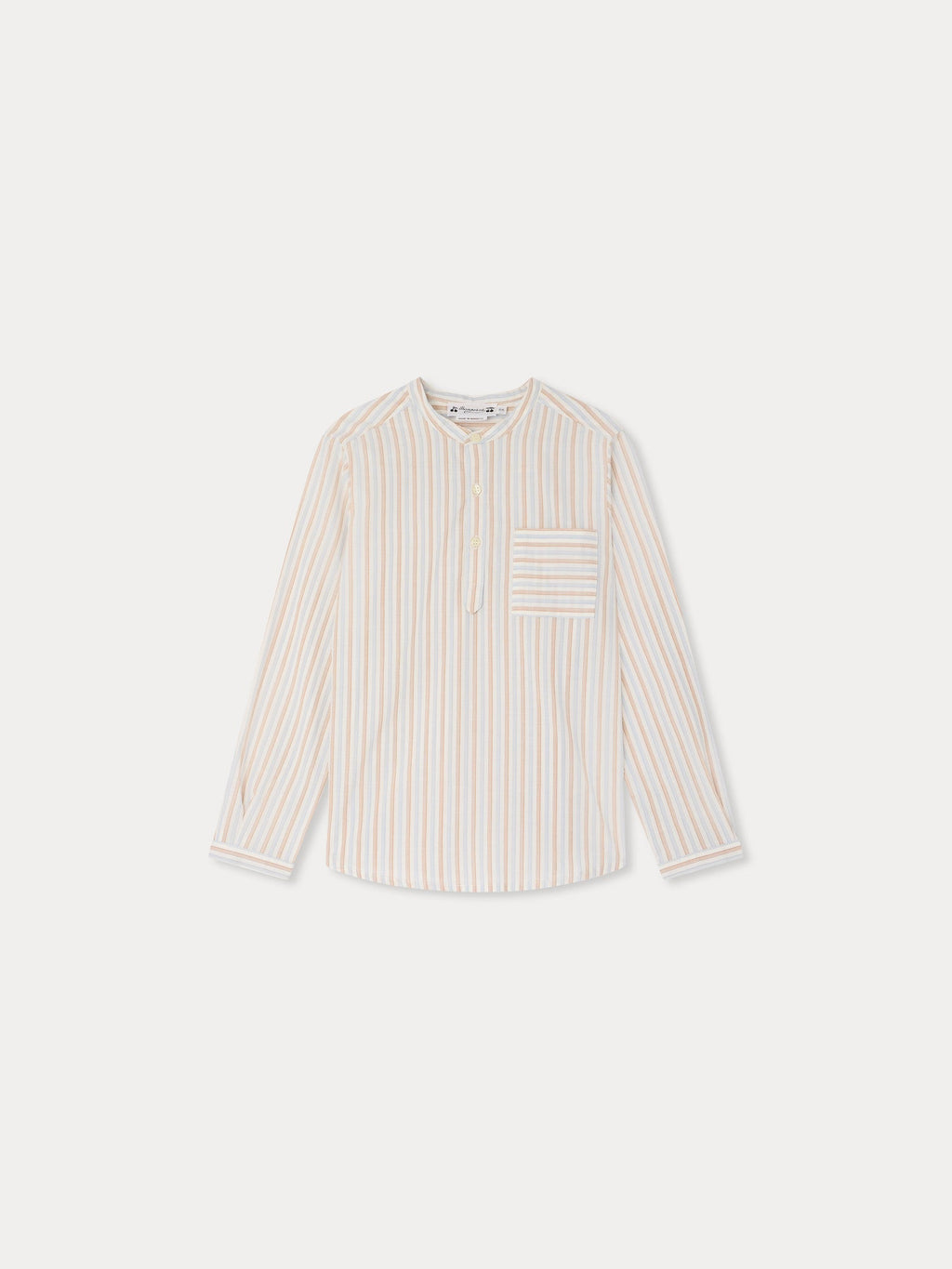 Chemise rayée à col mao en coton biologique