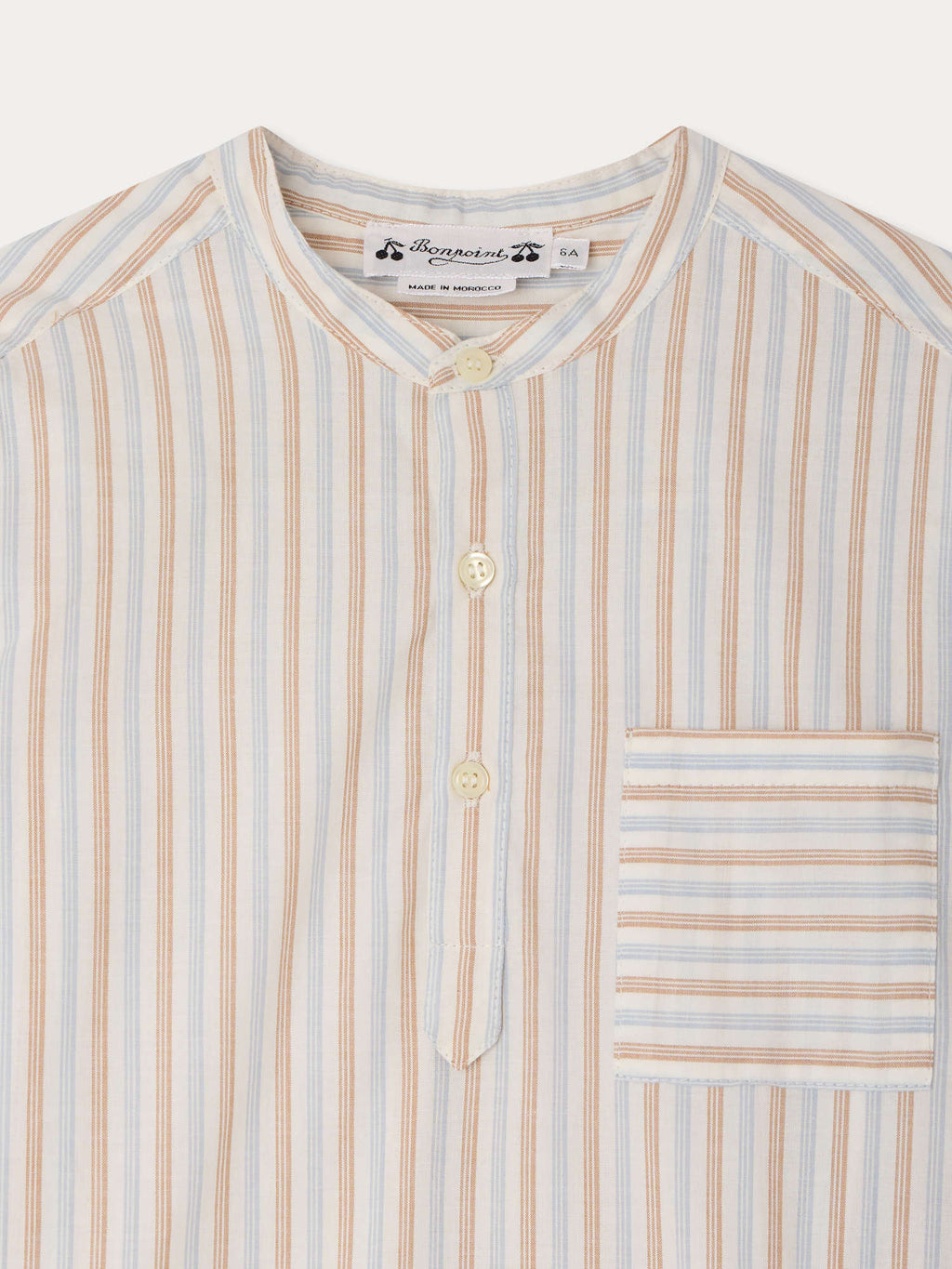 Chemise rayée à col mao en coton biologique