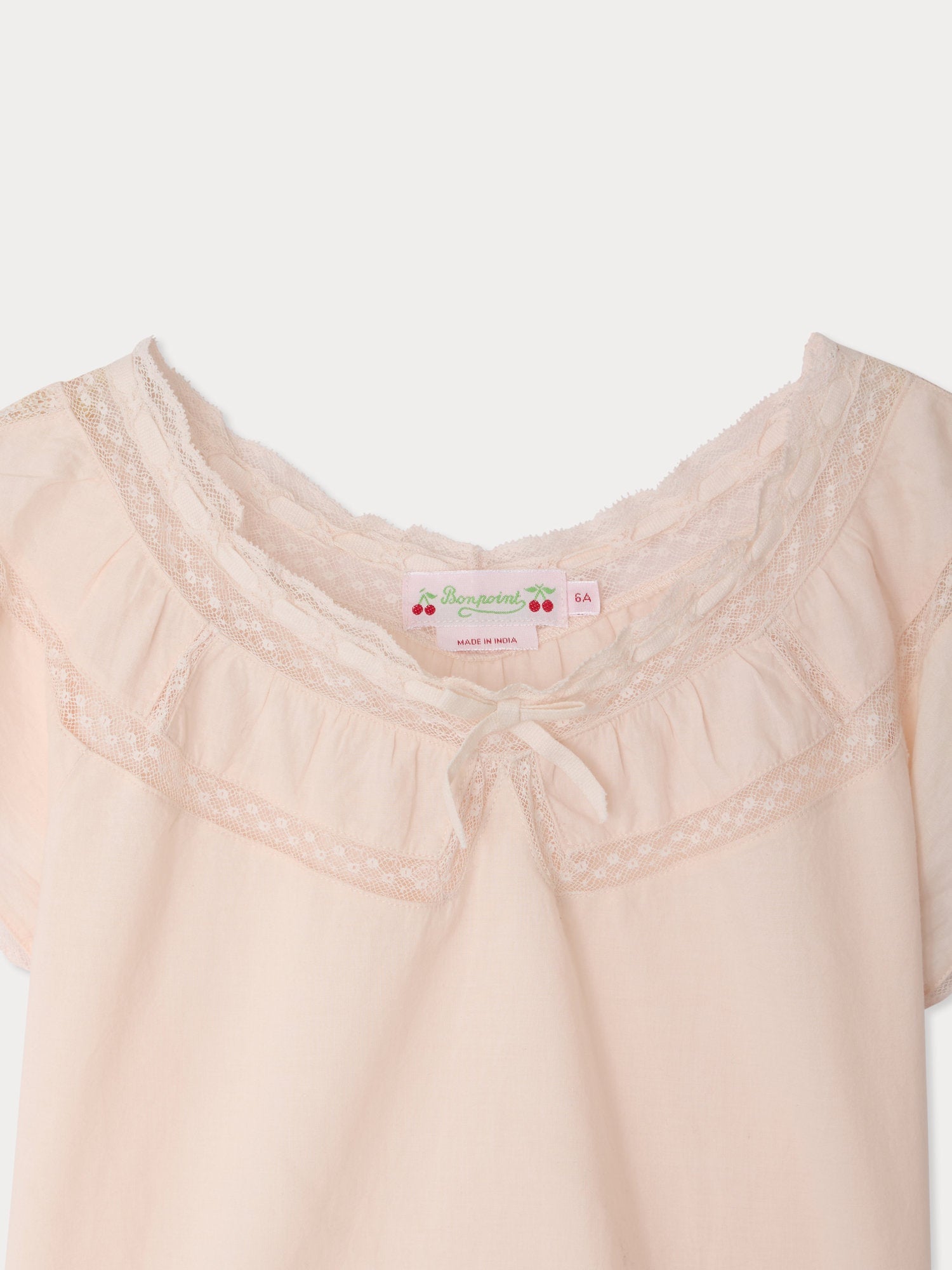 Blouse en voile de coton biologique et dentelle de Calais
