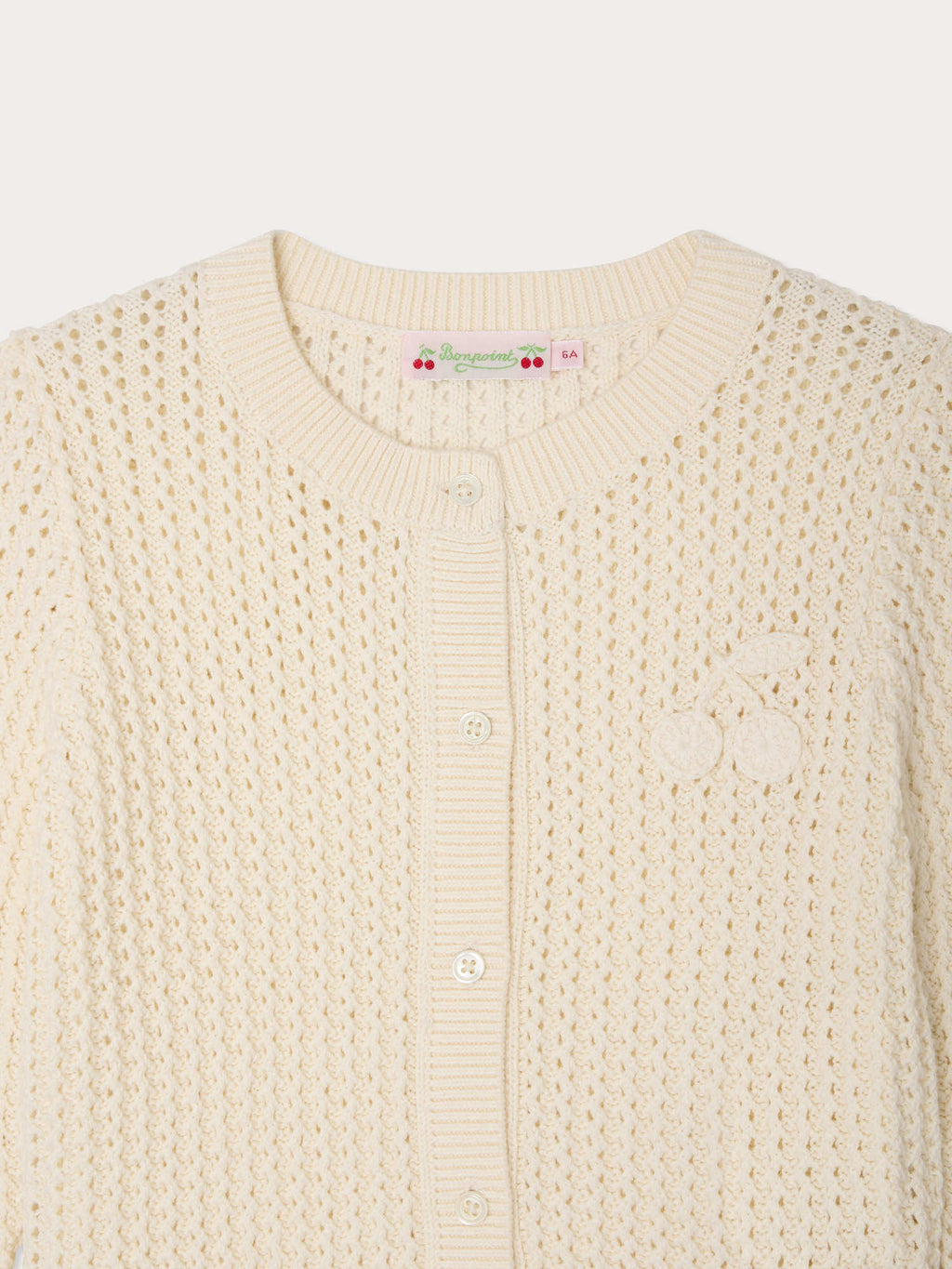 gilet col rond en crochet et brodé à la main