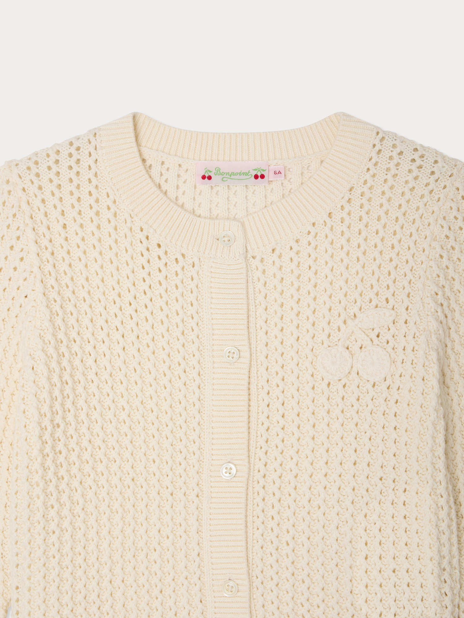 gilet col rond en crochet et brodé à la main