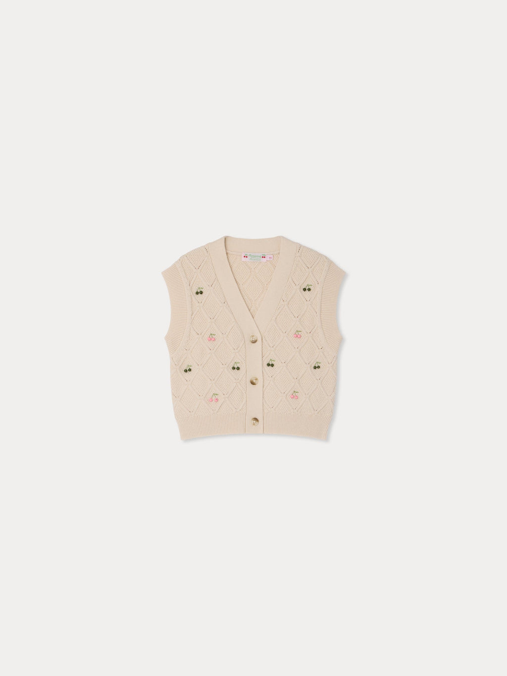 Cardigan col V avec broderie cerises