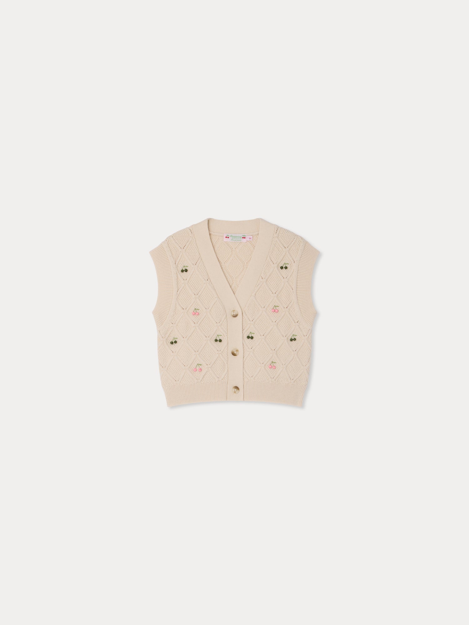 Cardigan col V avec broderie cerises