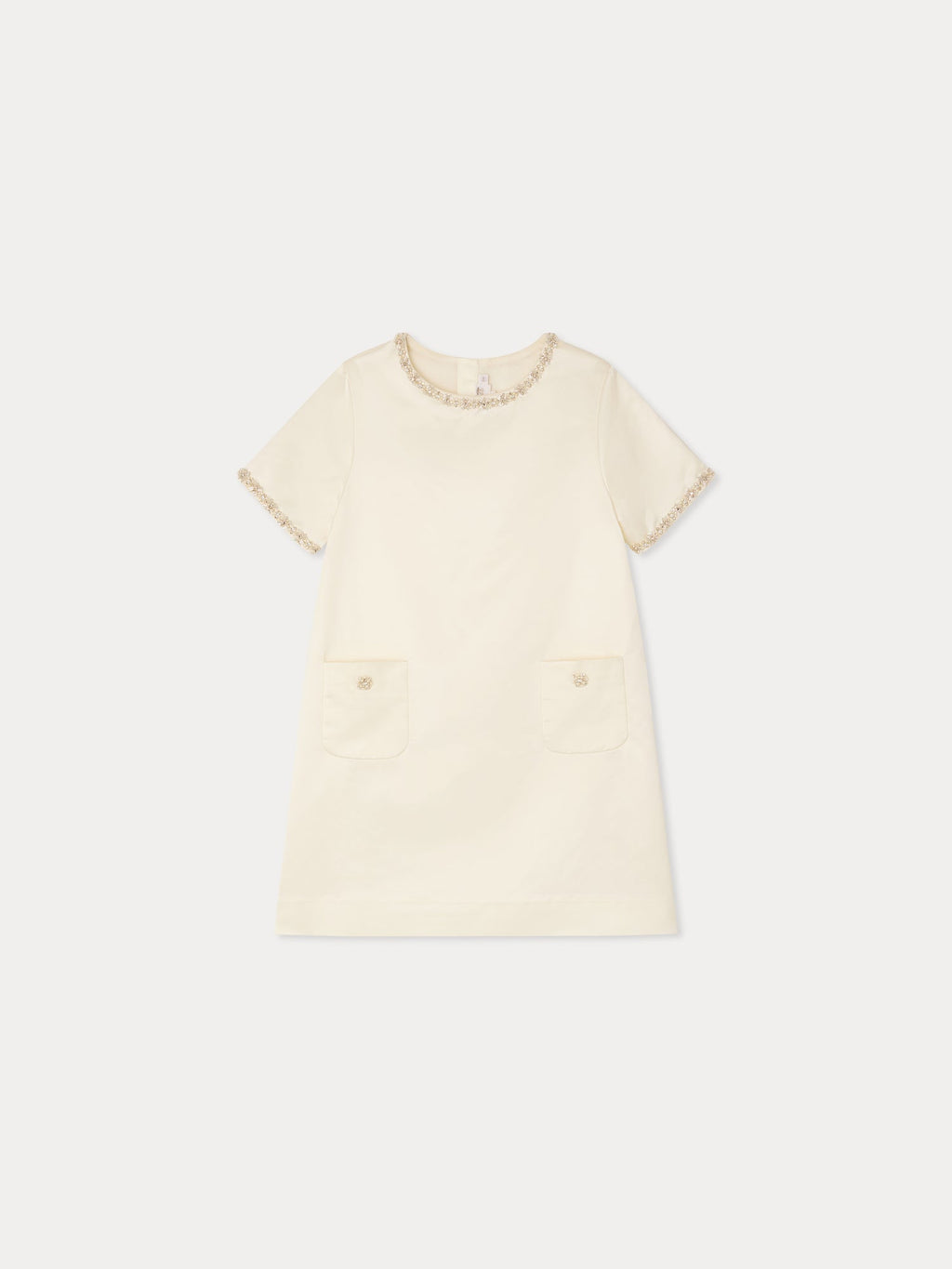 robe en coton biologique et viscose avec broderies main de strass et perles