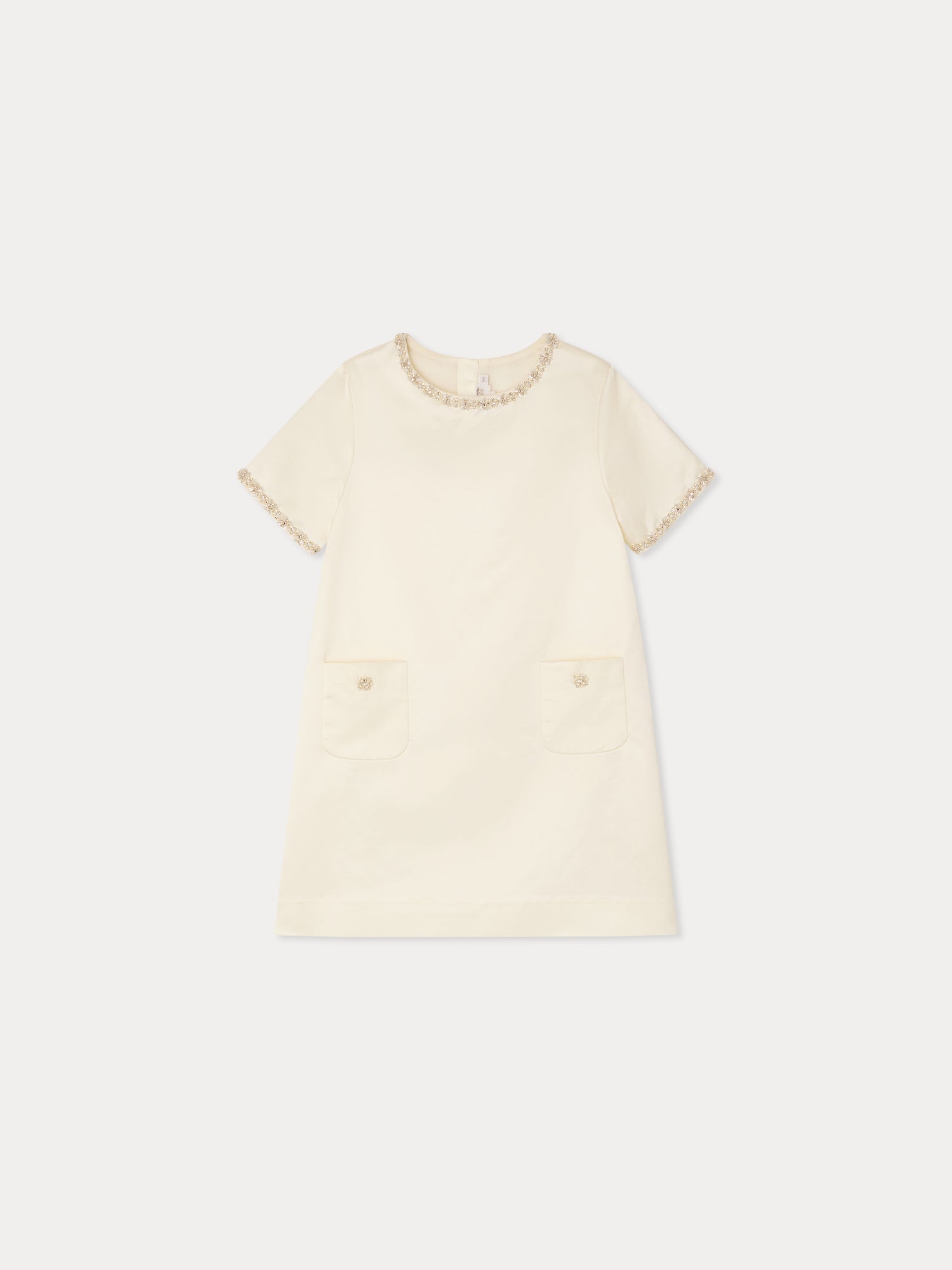 robe en coton biologique et viscose avec broderies main de strass et perles