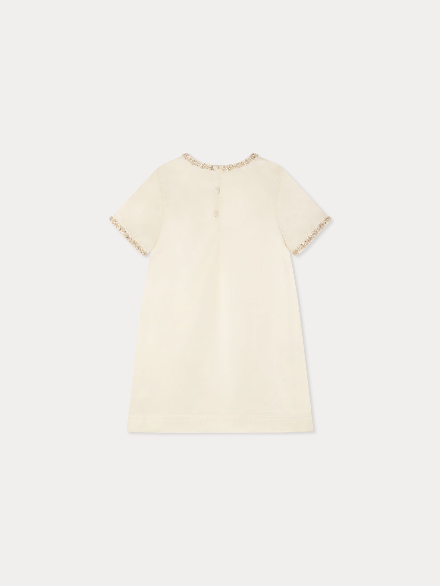robe en coton biologique et viscose avec broderies main de strass et perles
