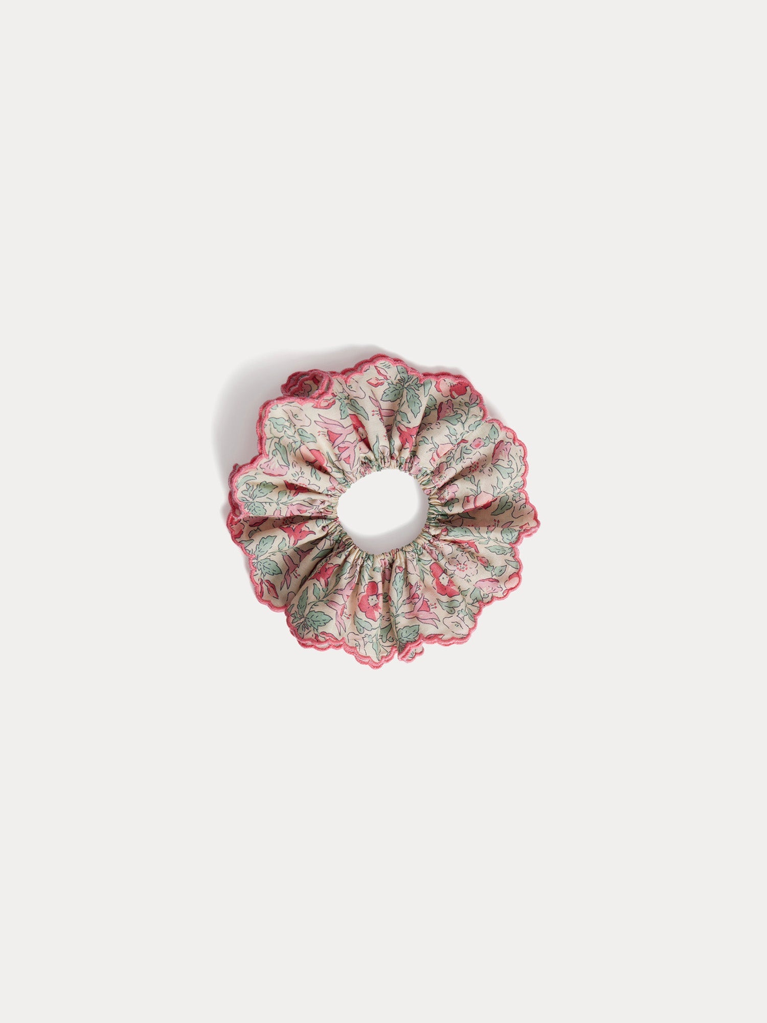Chouchou en tissu de coton biologique avec bord brodé