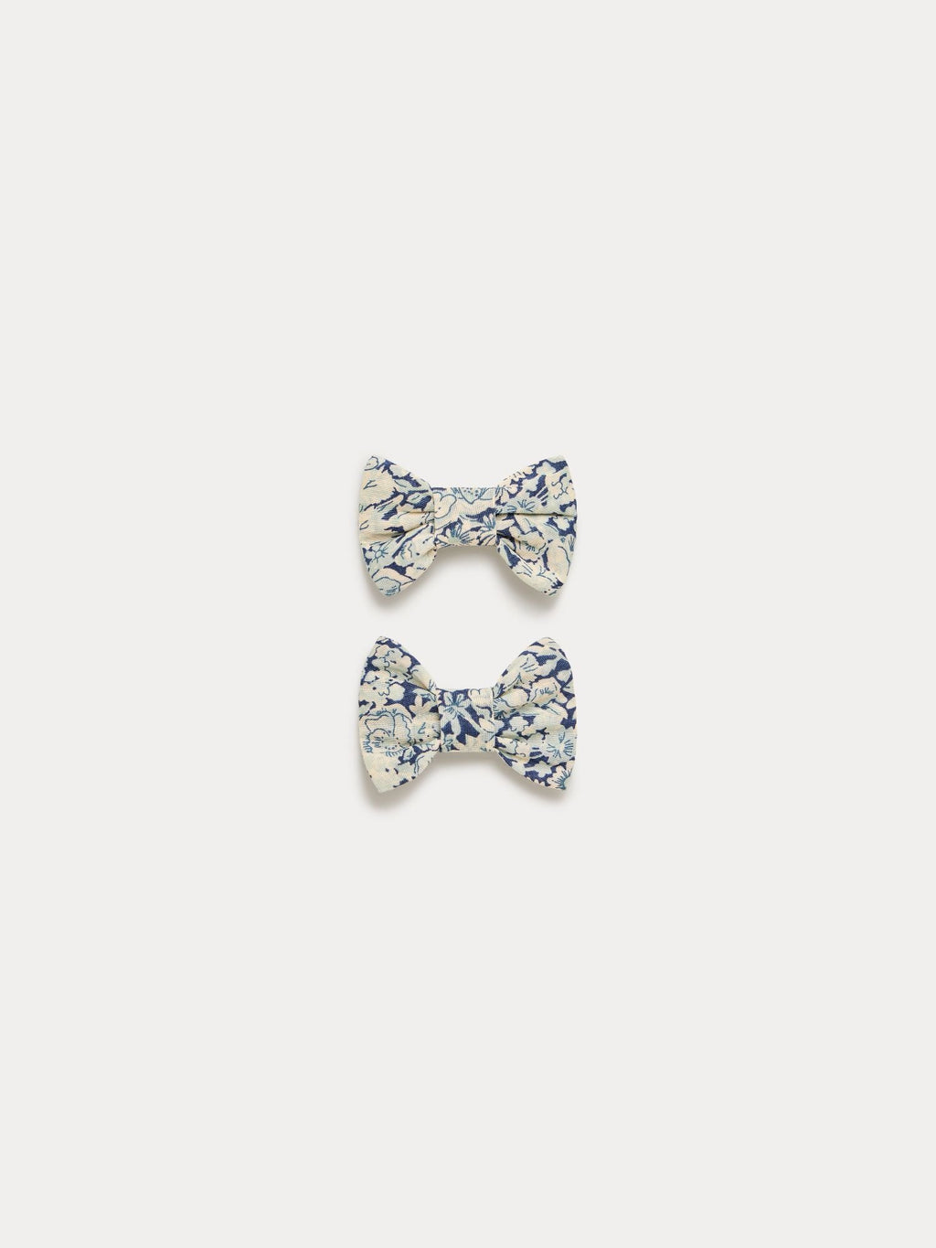 Barrettes en tissu Liberty bleu