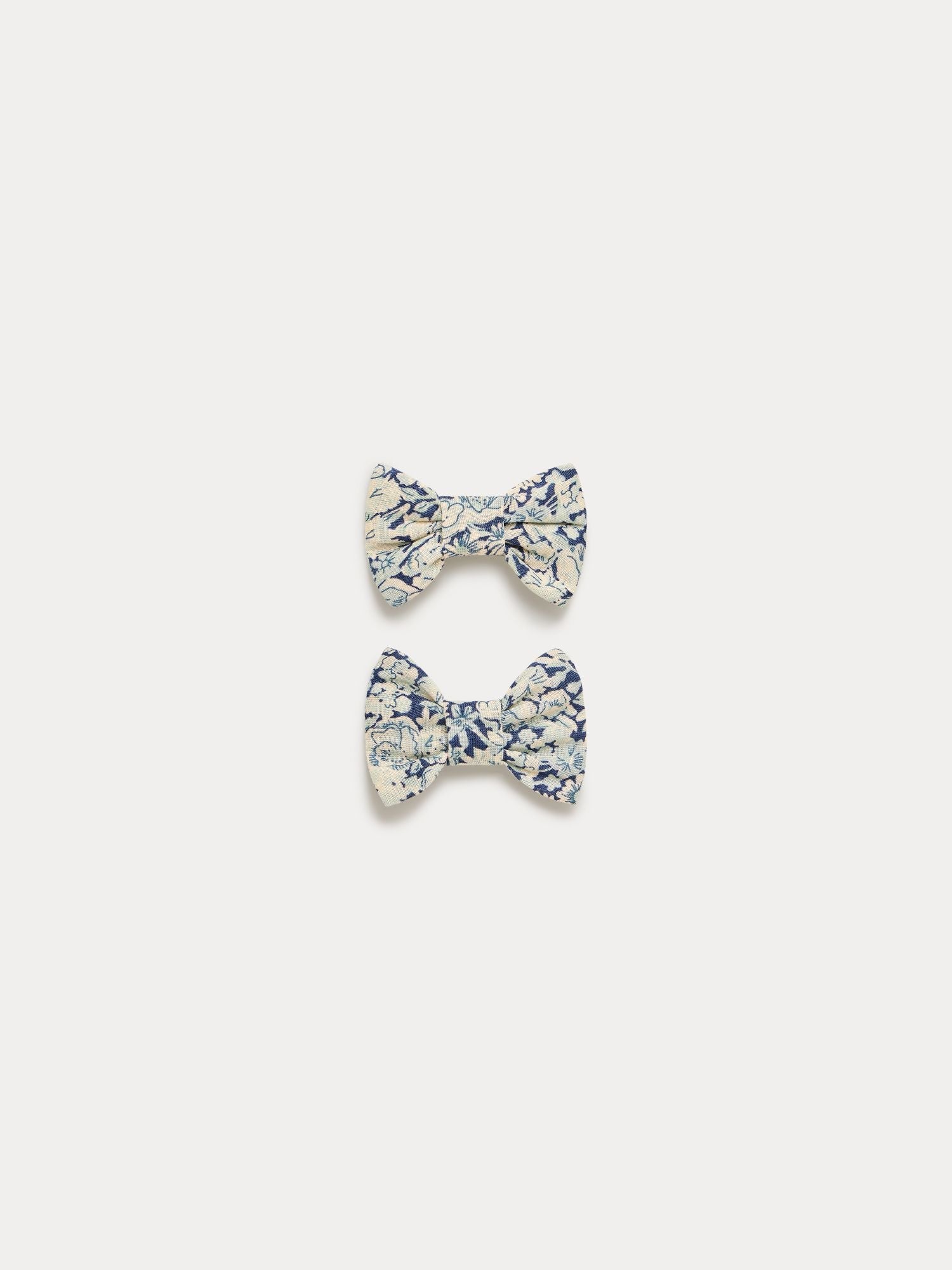Barrettes en tissu Liberty bleu