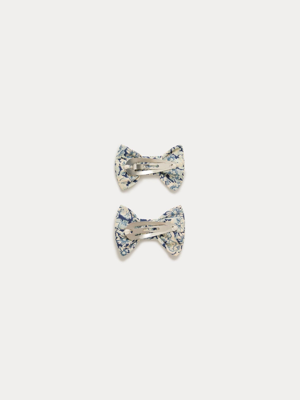 Barrettes en tissu Liberty bleu