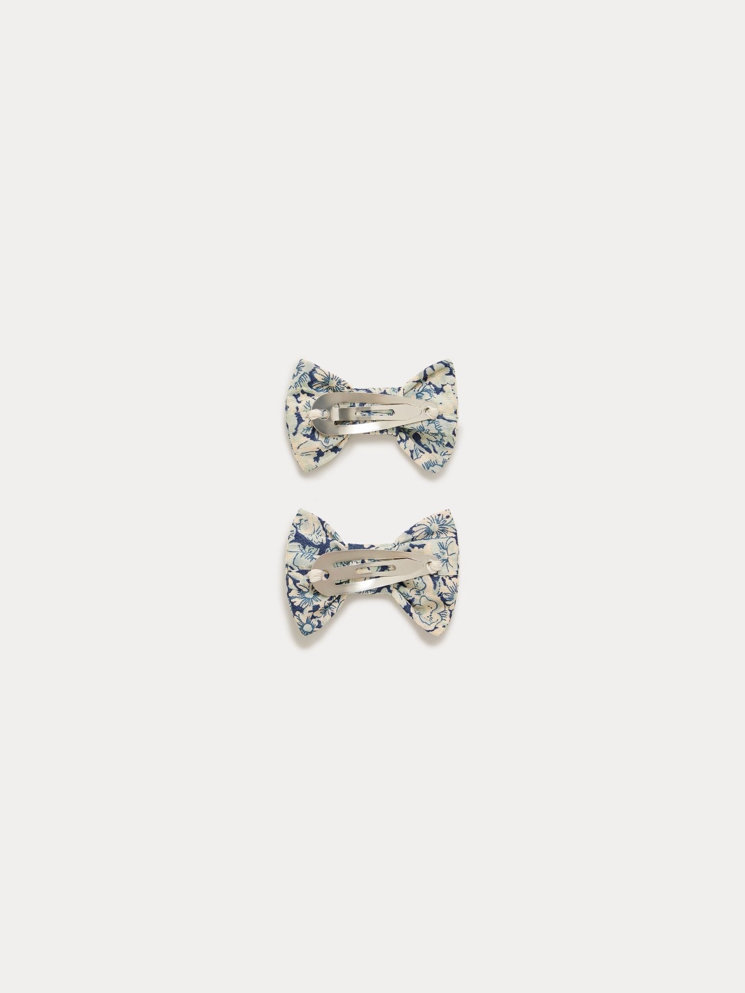Barrettes en tissu Liberty bleu