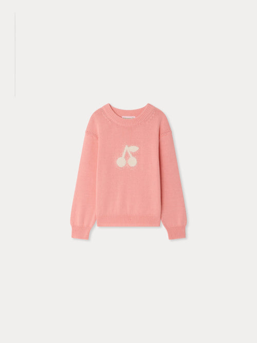 pull brodé de cerises
