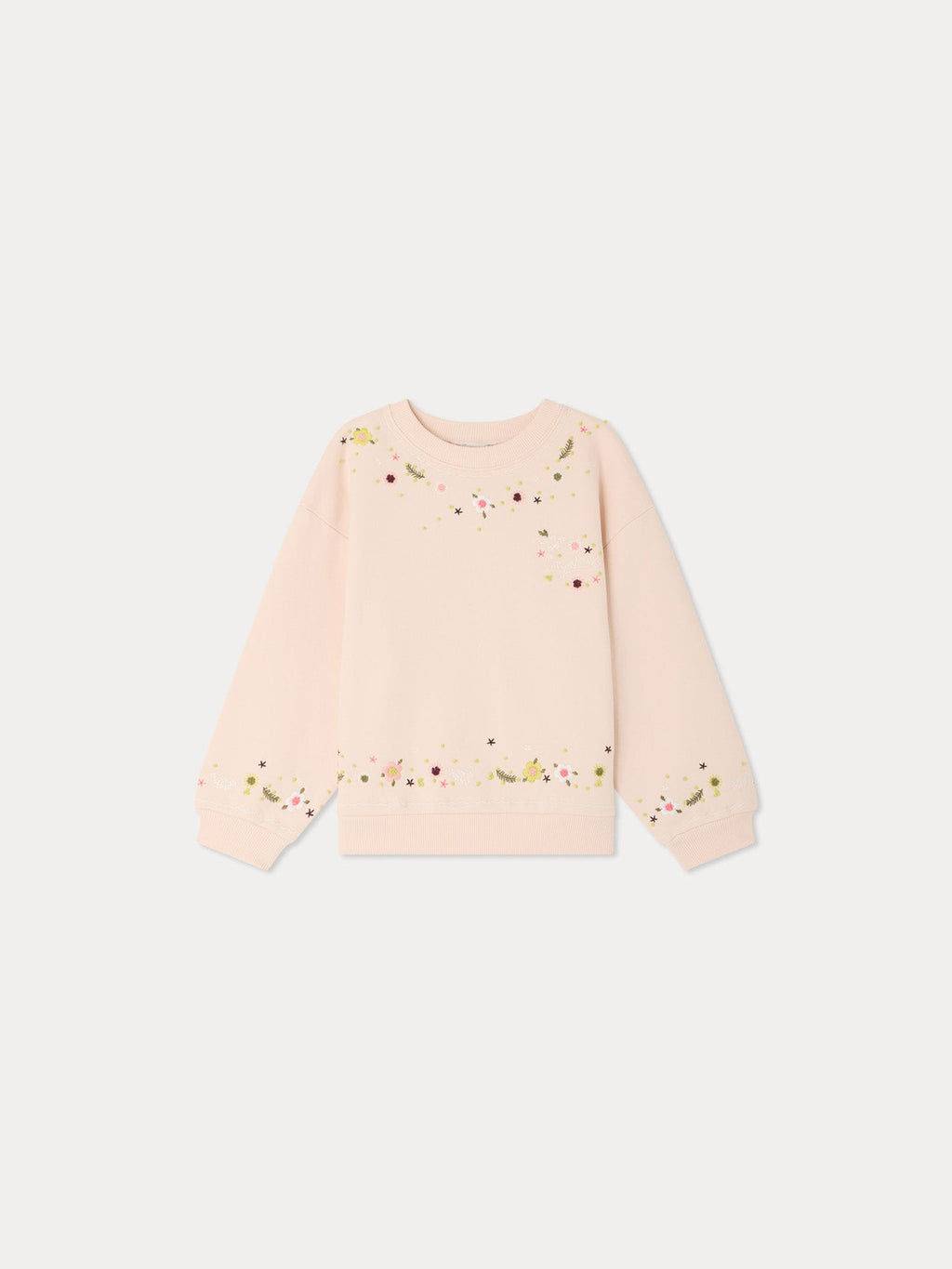 sweat-shirt en coton bio avec broderies florales à la main
