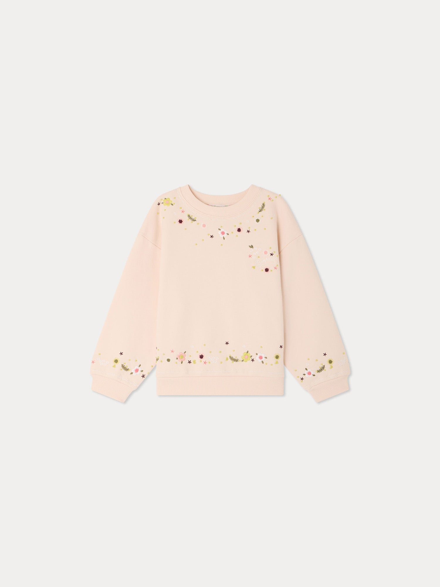 sweat-shirt en coton bio avec broderies florales à la main