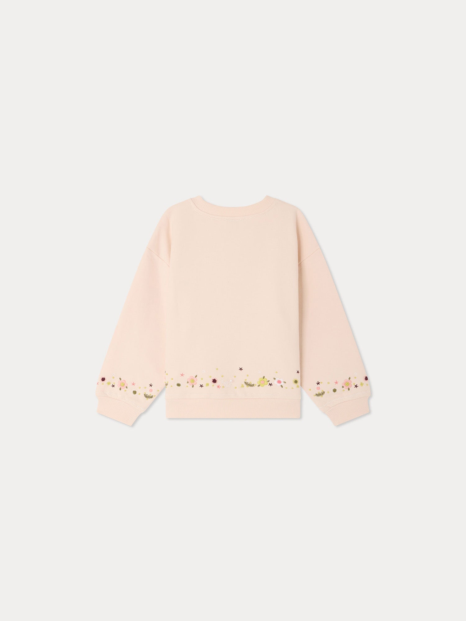 sweat-shirt en coton bio avec broderies florales à la main