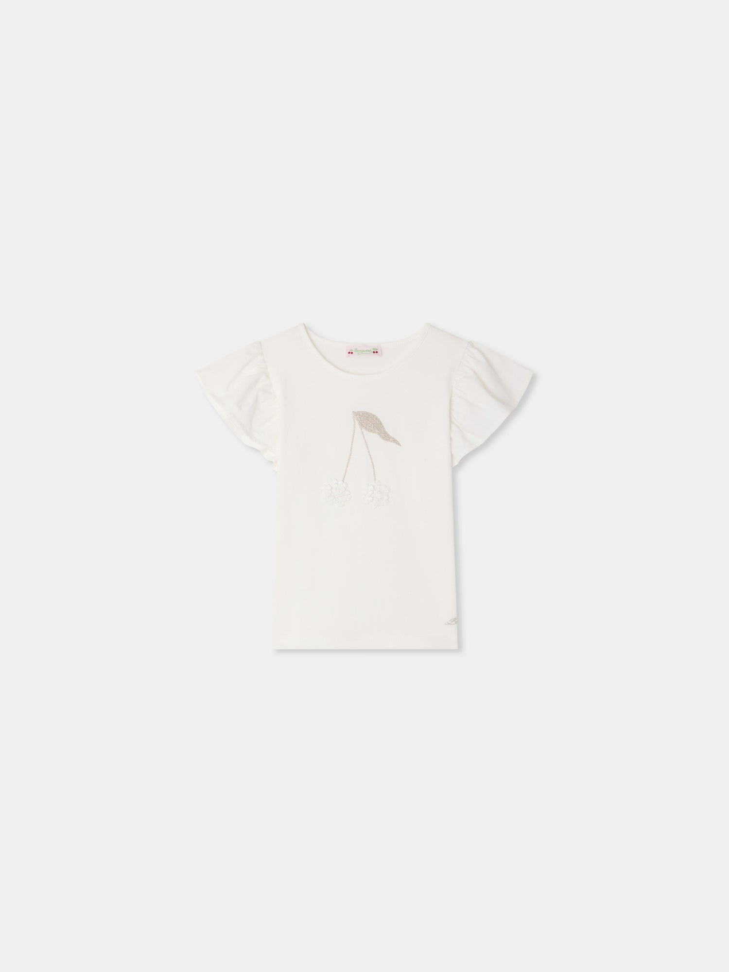 T-shirt brodé cerise en coton biologique