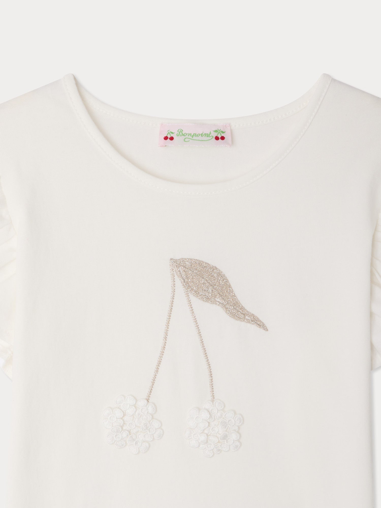 T-shirt brodé cerise en coton biologique