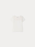 T-shirt en coton biologique avec fleurs brodées à la main