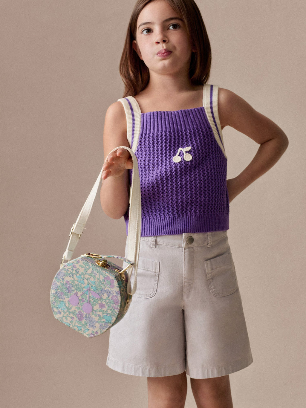 Sac valise en tissu Liberty imprimé cerises en coton biologique