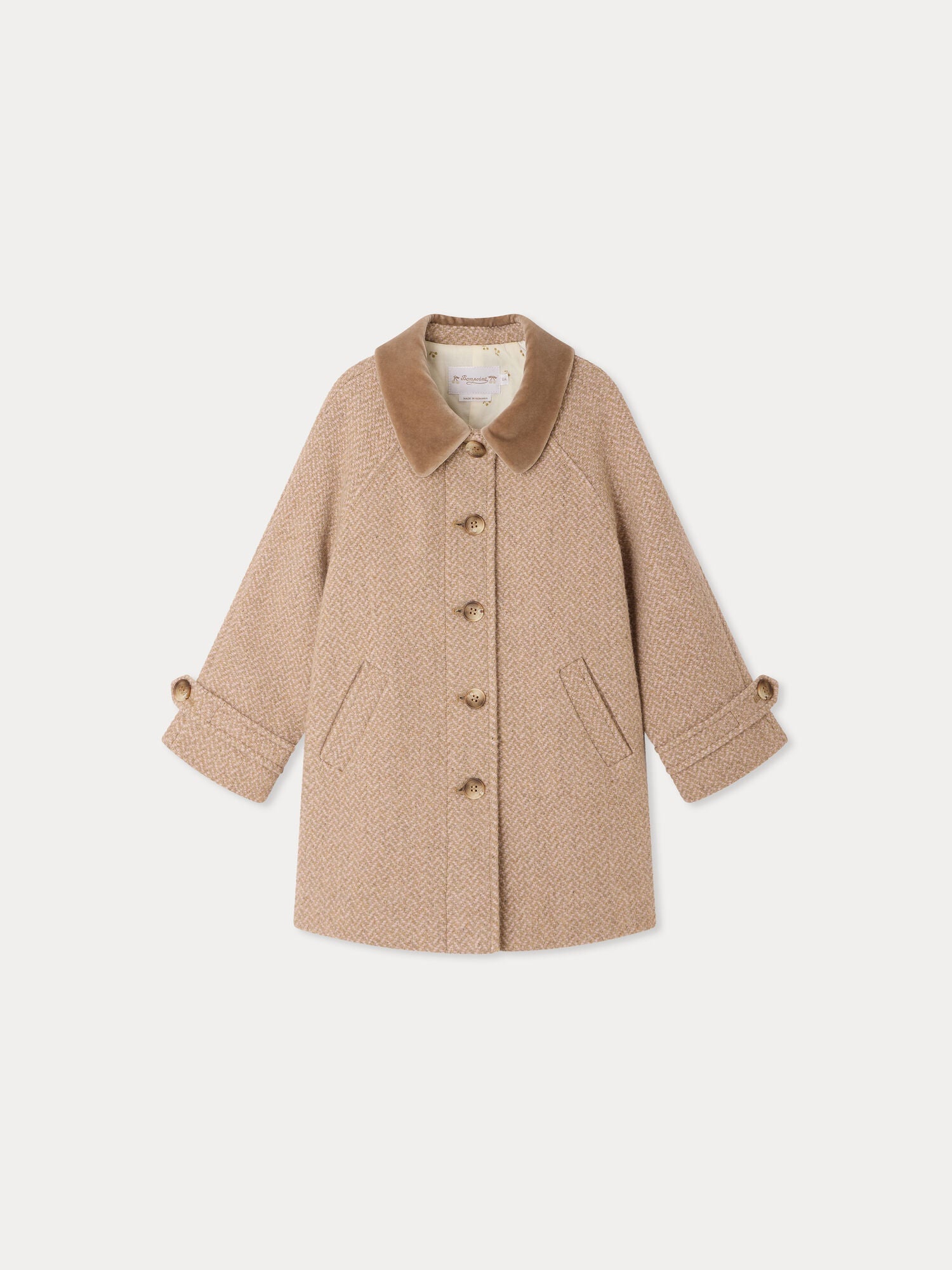 manteau à col de velours et doublure matelassée